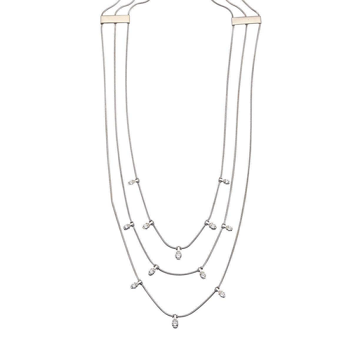 Jose Hess 18k White Gold Triple Strand Necklace