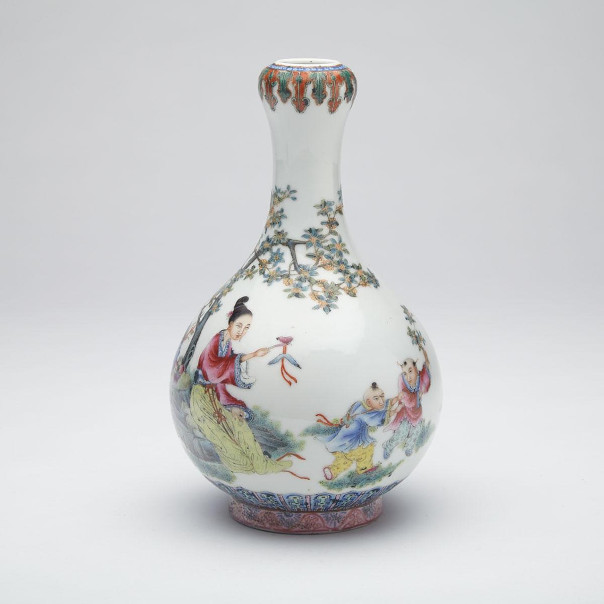 Famille Rose ‘Figural’ Bottle Vase