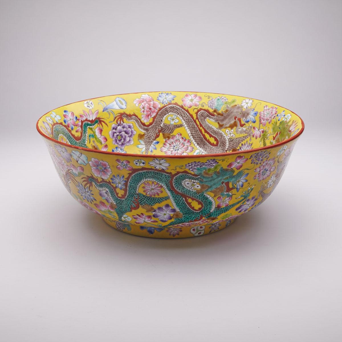 Large Famille Rose ‘Five Dragons’ Bowl, Qianlong Mark