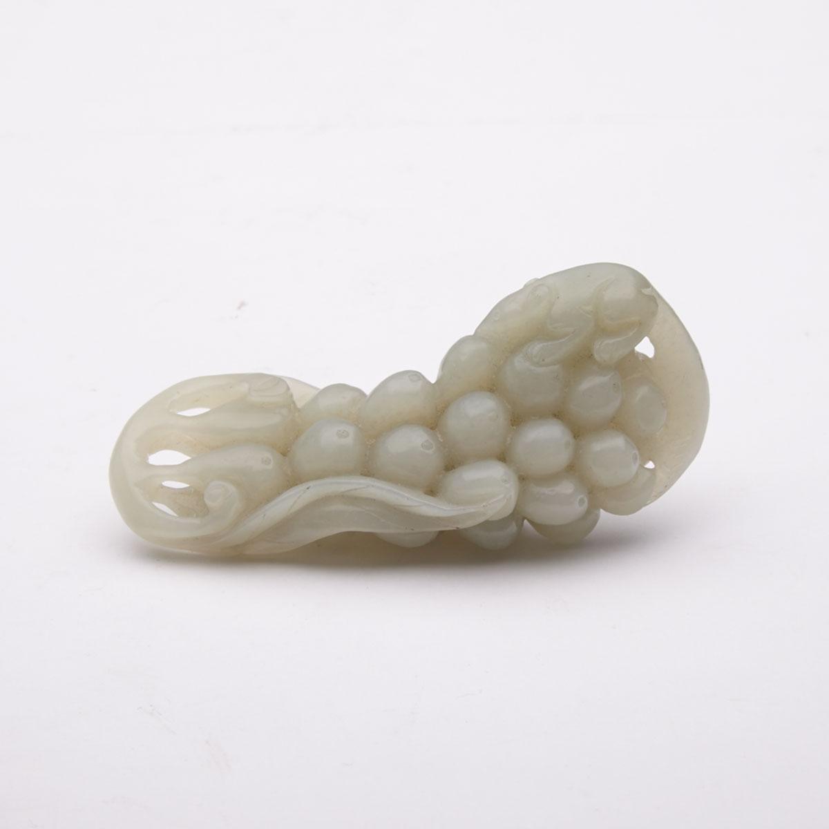 Celadon Jade ‘Grape and Squirrel’ Group, Early 20th Century