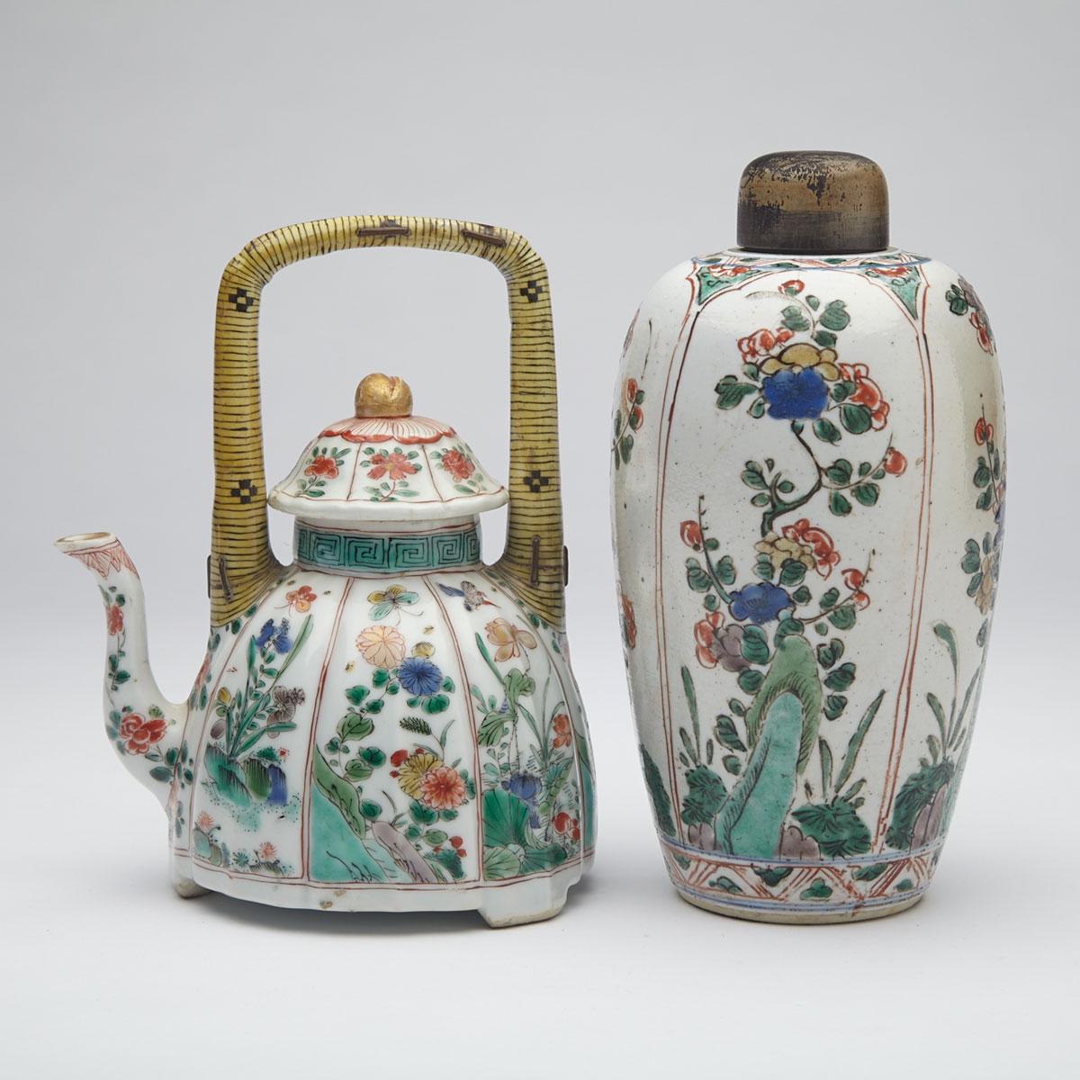 Two Famile Verte Porcelain Wares, Kangxi Period (1662-1722)