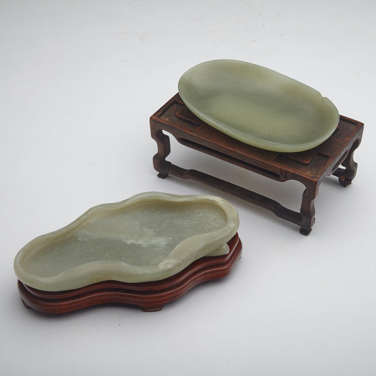 Two Jade Carved Brushwashers, 19th/20th Century