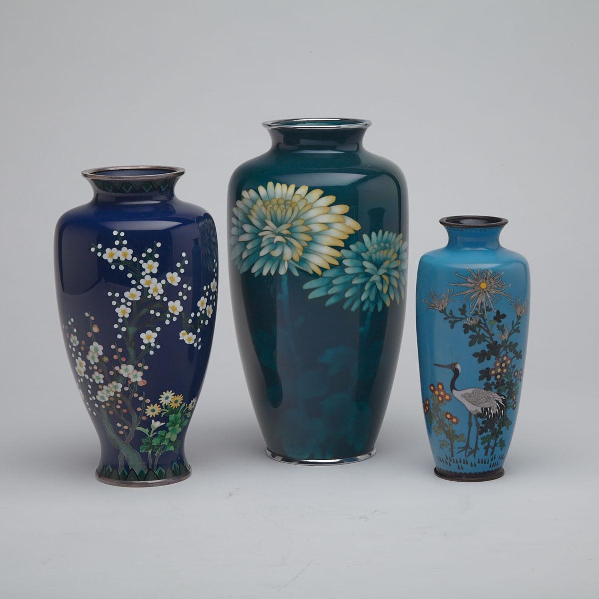 Three Cloisonne Enamel Vases