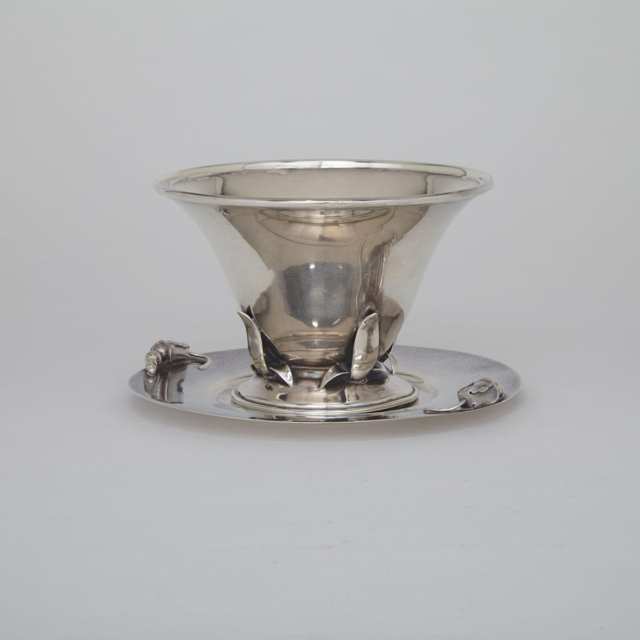 Canadian Silver Steep Sided Bowl and Stand, Carl Poul Petersen, Montreal, Que., mid-20th century