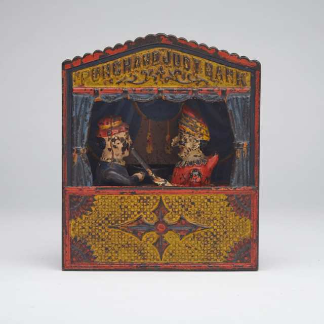 Shepard Hardware ‘Punch and Judy’ Painted Cast Iron Mechanical Bank, 19th century