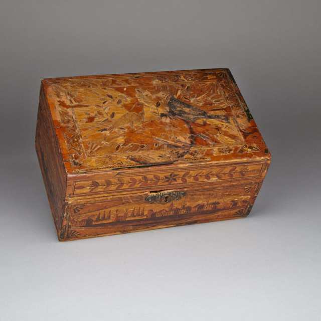 French Canadian ‘Prisoner-of-War’ Style Straw Work Wedding Box, 1842