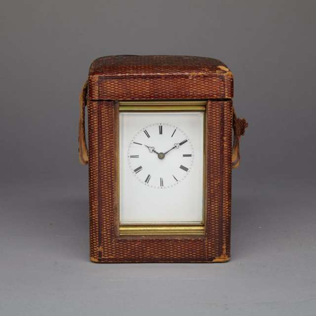 French Gilt Brass Repeating Carriage Clock, 19th century