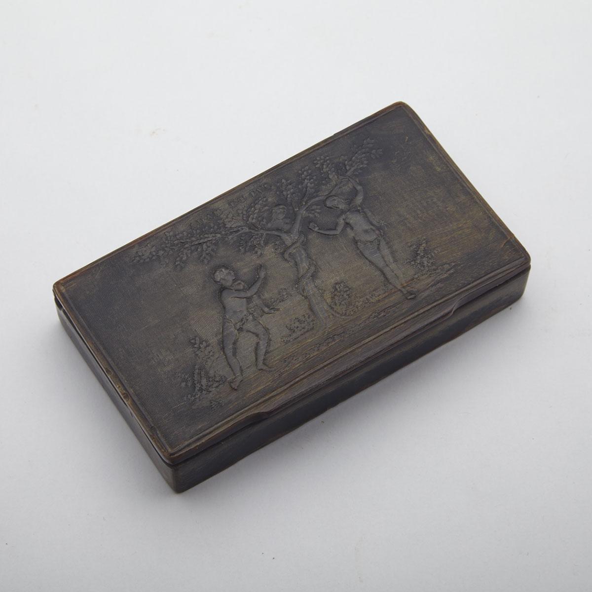 French Pressed Horn ‘Adam et Eve’ Snuff Box, mid 19th century