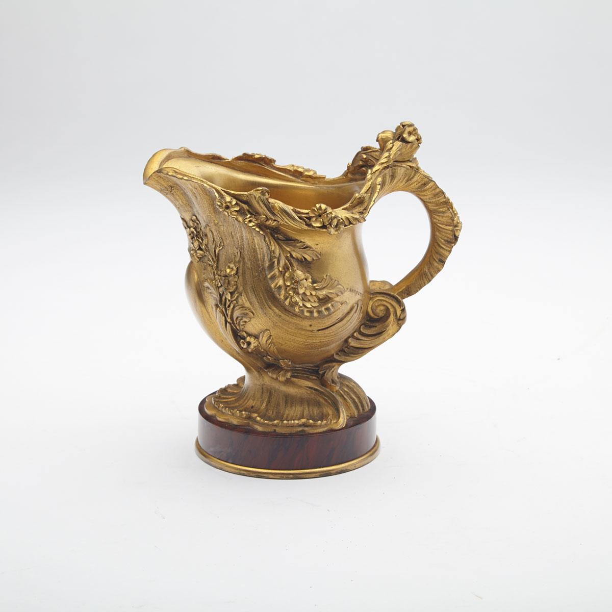 Small French GIlt Bronze and Marble Mantel Ewer,  F. Barbedienne, 19th century