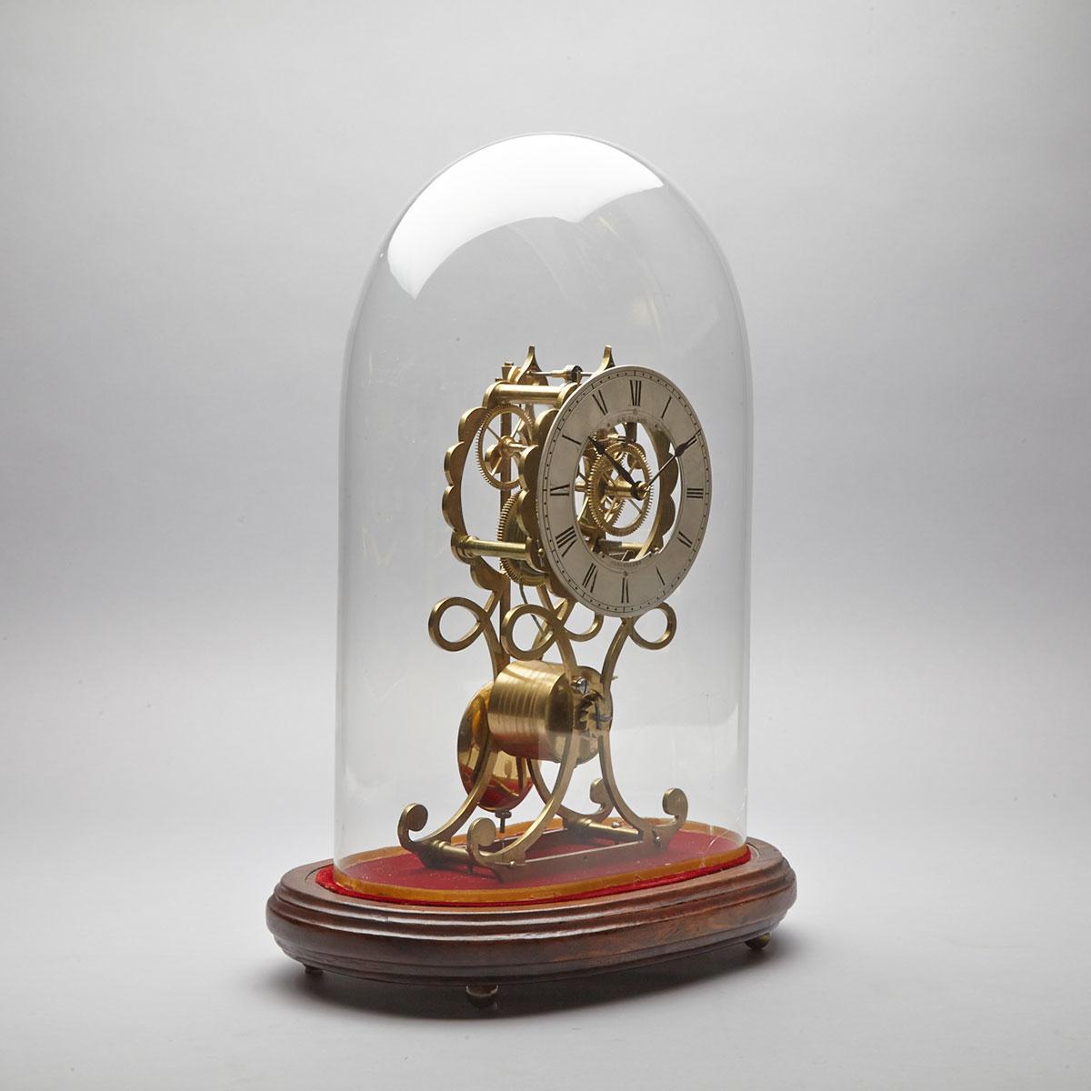 Victorian Brass Skeleton Clock, G.R. TAYLOR, SUNDERLAND, 19th century