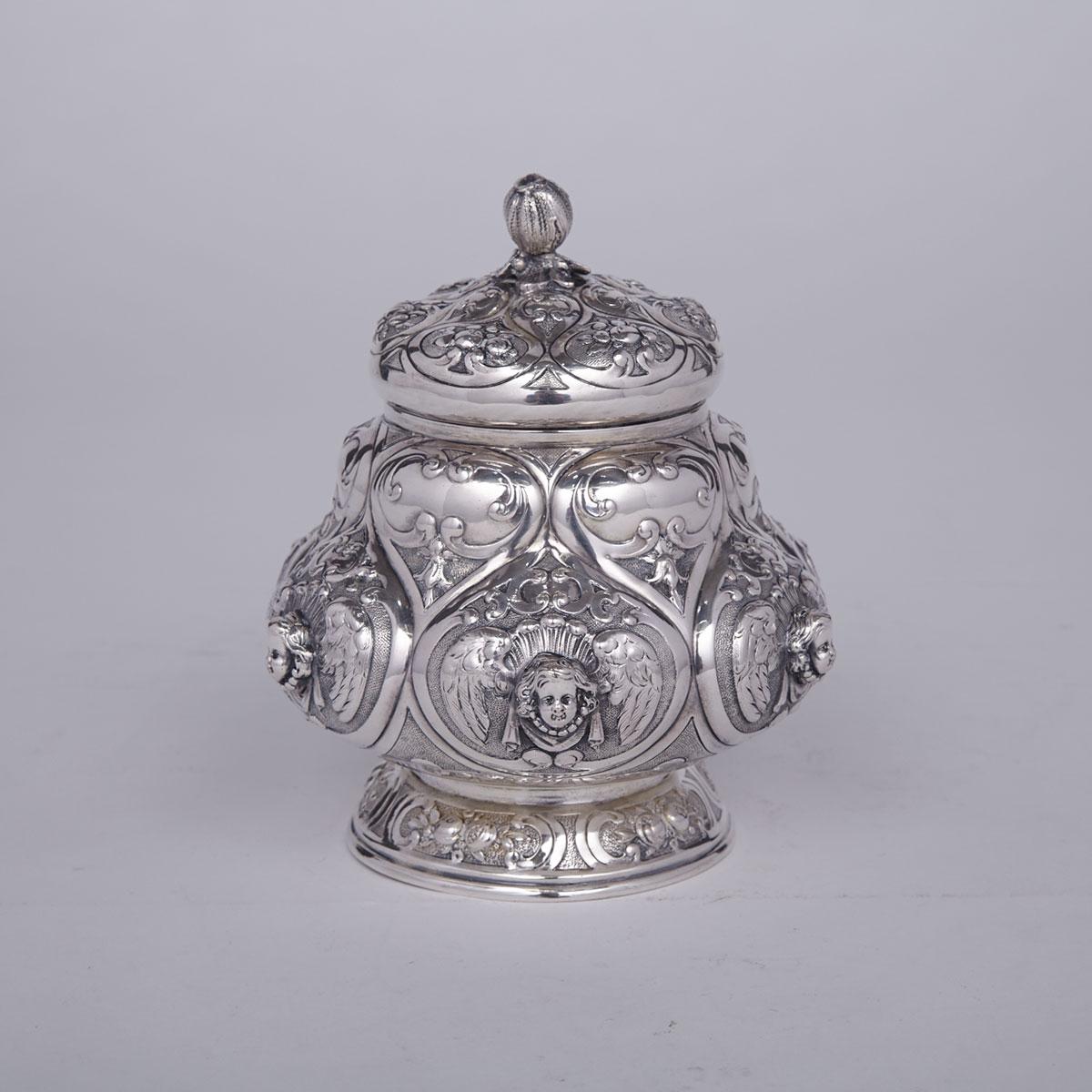 German Silver Sugar Vase and Cover, Friedrich Reusswig, Hanau, early 20th century