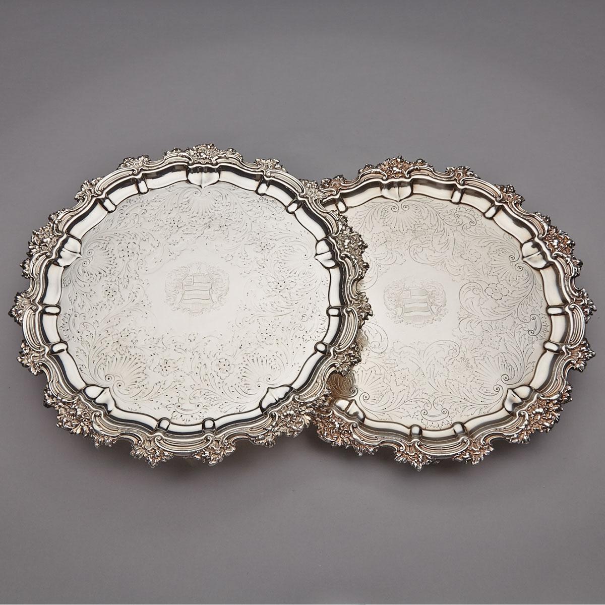 Pair of Old Sheffield Plate Circular Salvers, c.1825-30