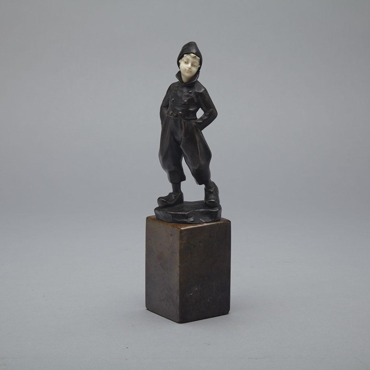 Bronze and Ivory Figure of a Dutch Boy, Johannes (Hans) Keck, 19th/20th century