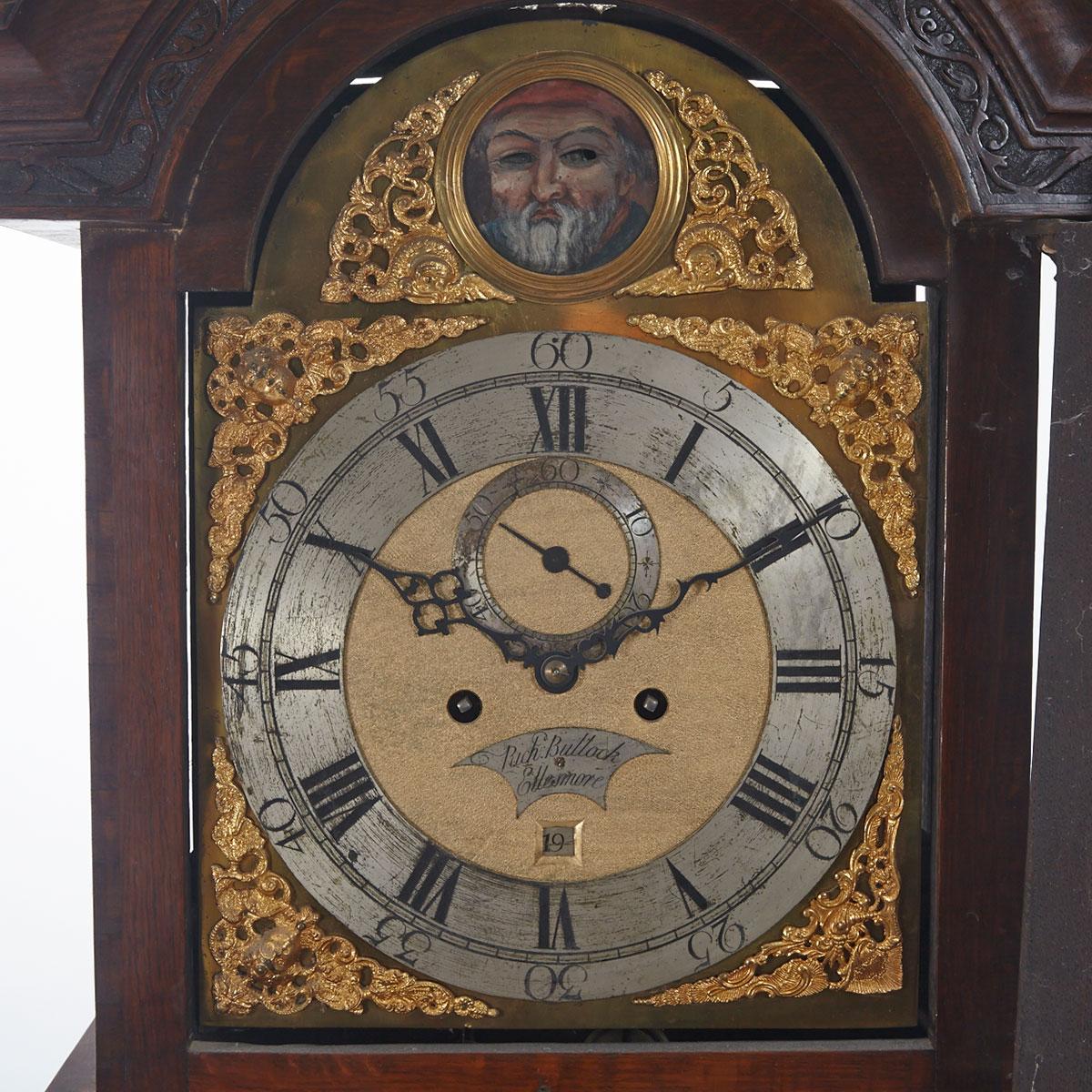 English Oak Tall Case Clock with Animated Dial, Richard Bullock, Ellesmore, early 19th century