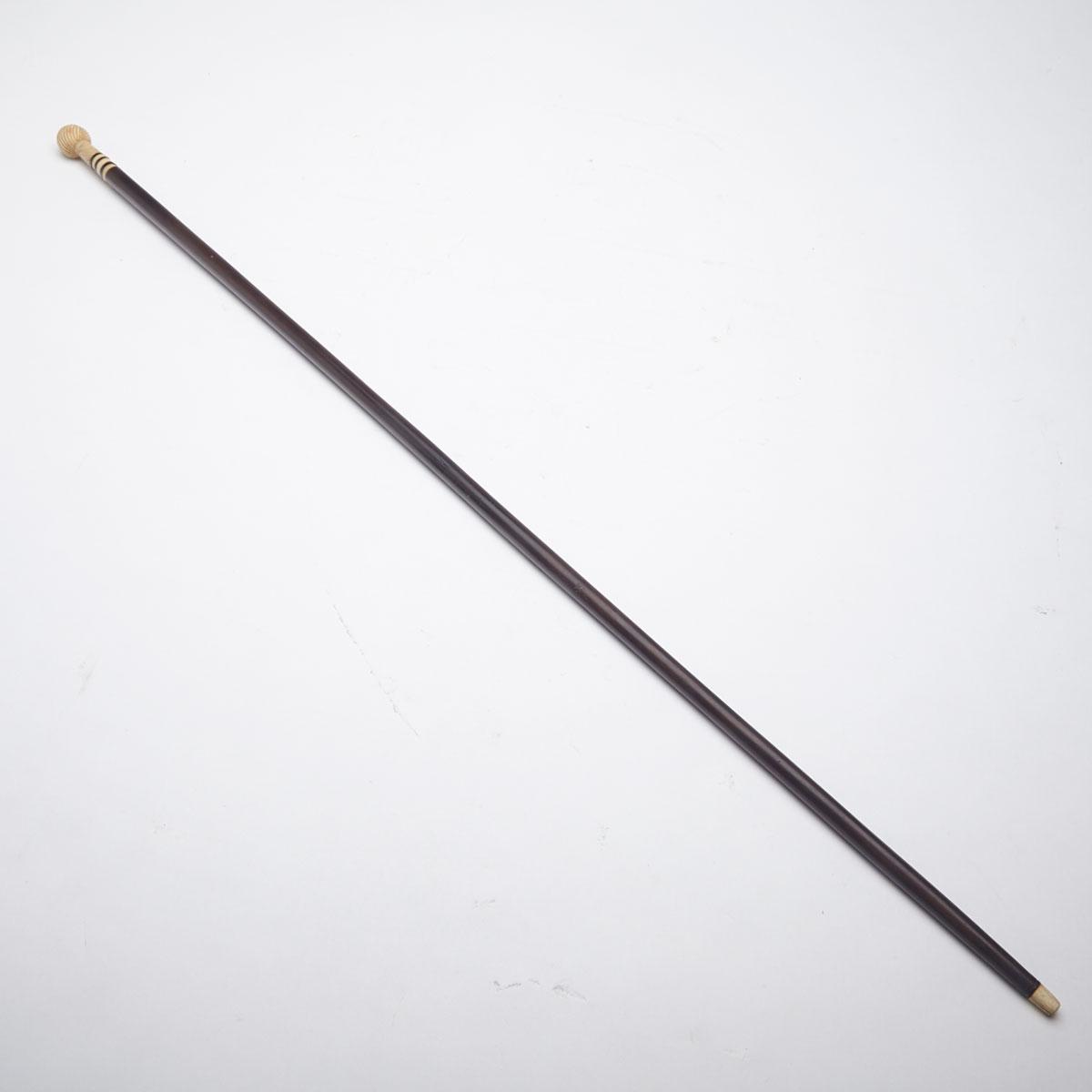 Ivory Mounted Snakewood Walking Stick, 19th century