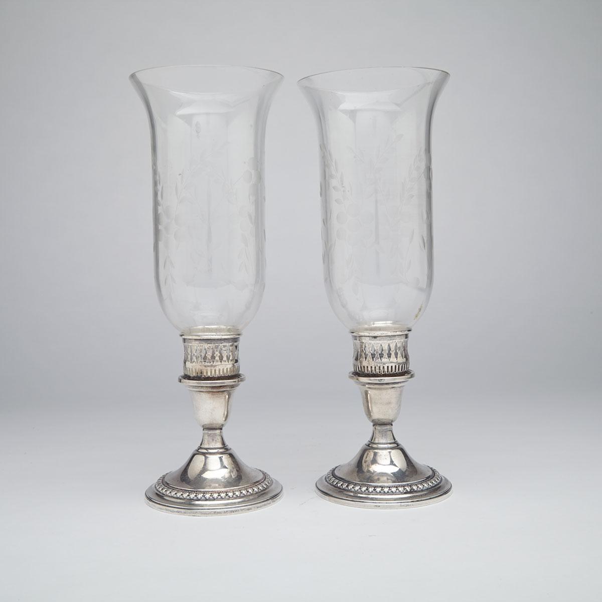 Pair of American Silver Low Candlesticks, International Silver Co., Meriden, Ct., 20th century
