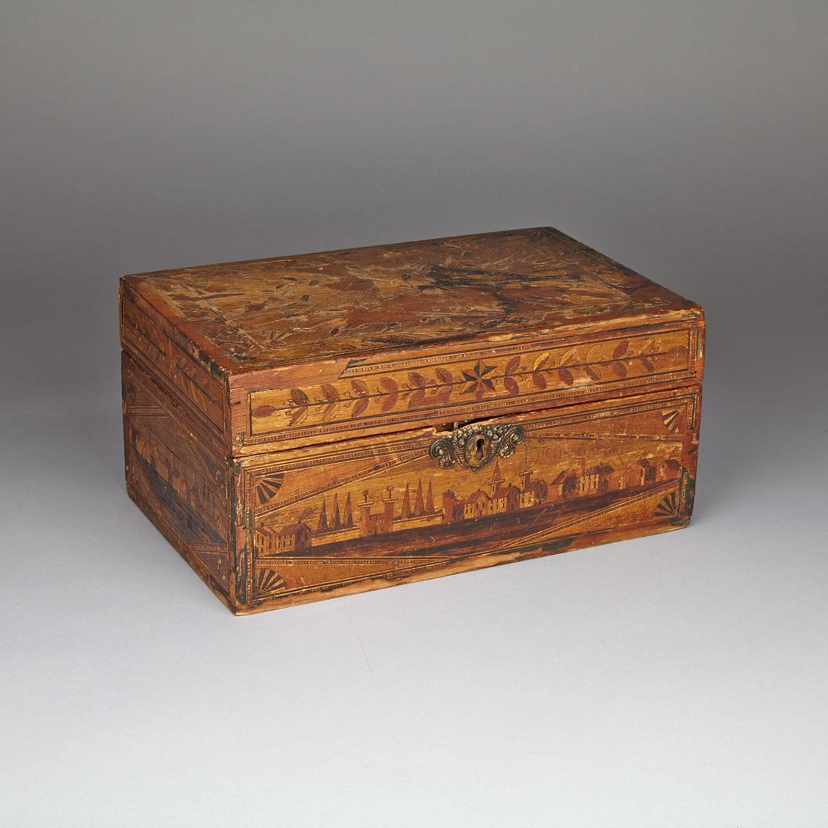 French Canadian ‘Prisoner-of-War’ Style Straw Work Wedding Box, 1842