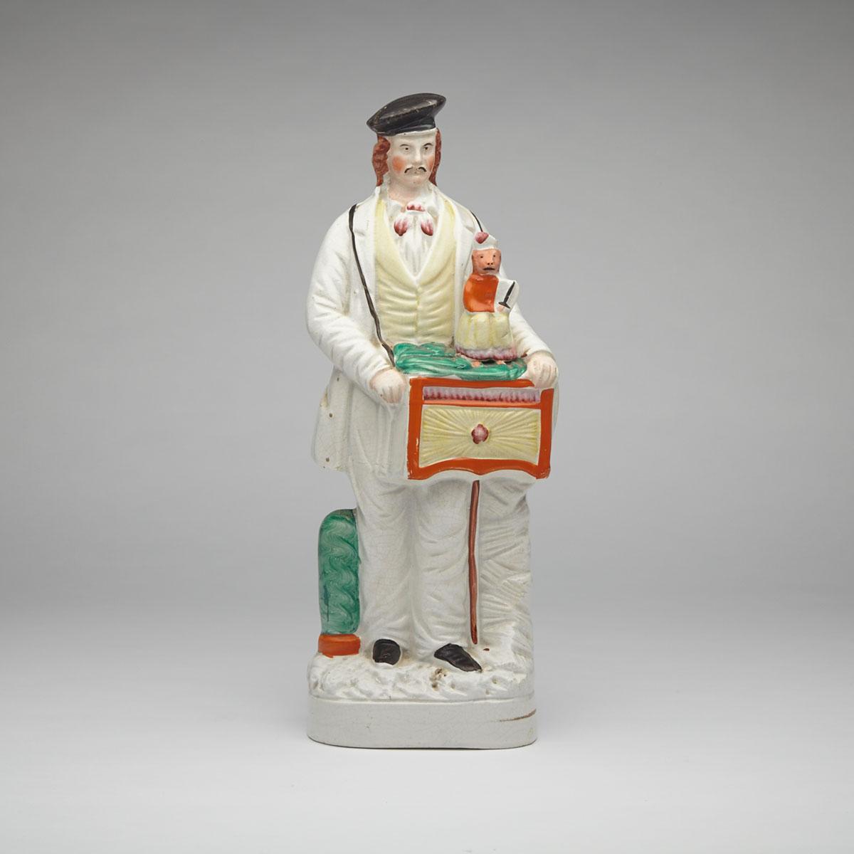 Staffordshire Figure of an Organ Grinder and His Monkey, 19th century