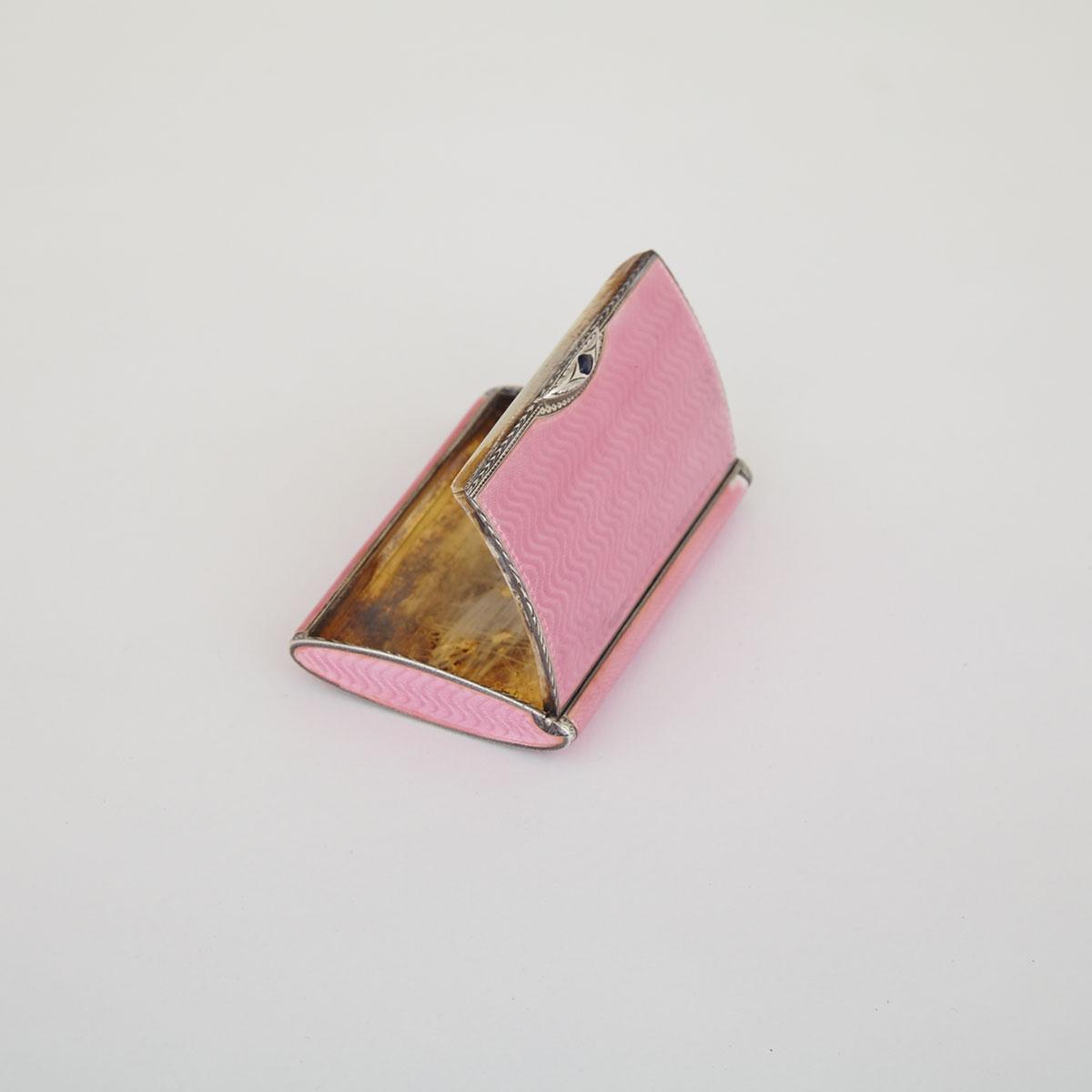 Continental Silver and Translucent Pink Enamel Cigarette Case, early 20th century