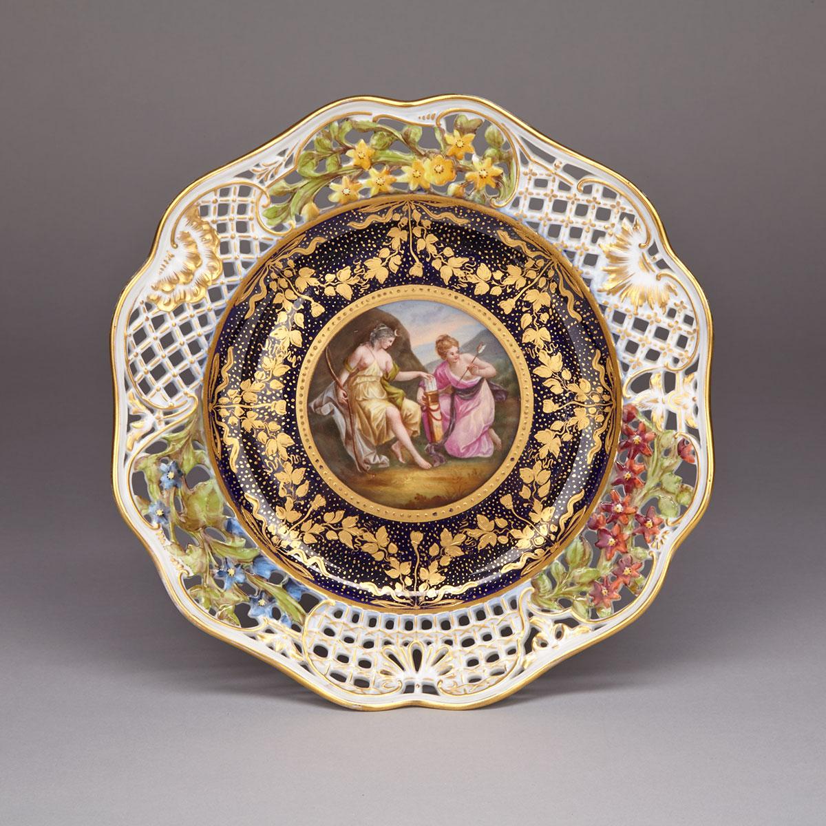 ‘Vienna’ Reticulated Cabinet Plate, ‘Diana’, c.1900