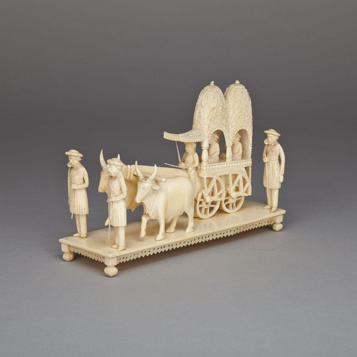 Anglo Indian John Company Carved Ivory Processional Group, Bengal, Murshidabad, mid 19th century