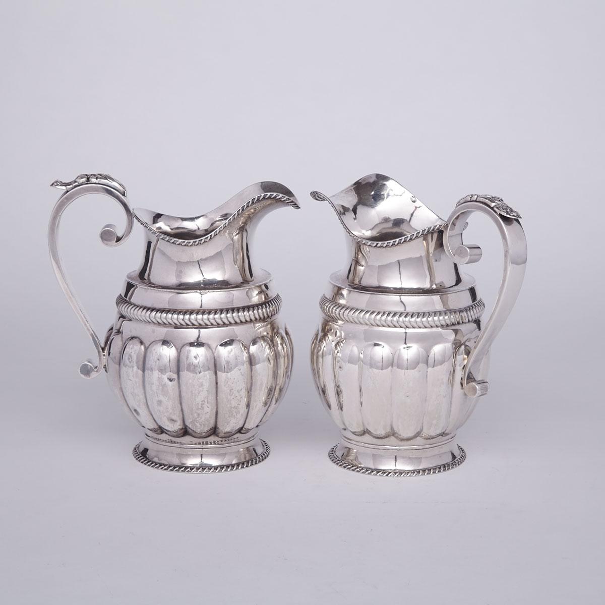 Pair of American Silver Water Jugs, possibly John B. Jones, Boston, Mass., c.1825