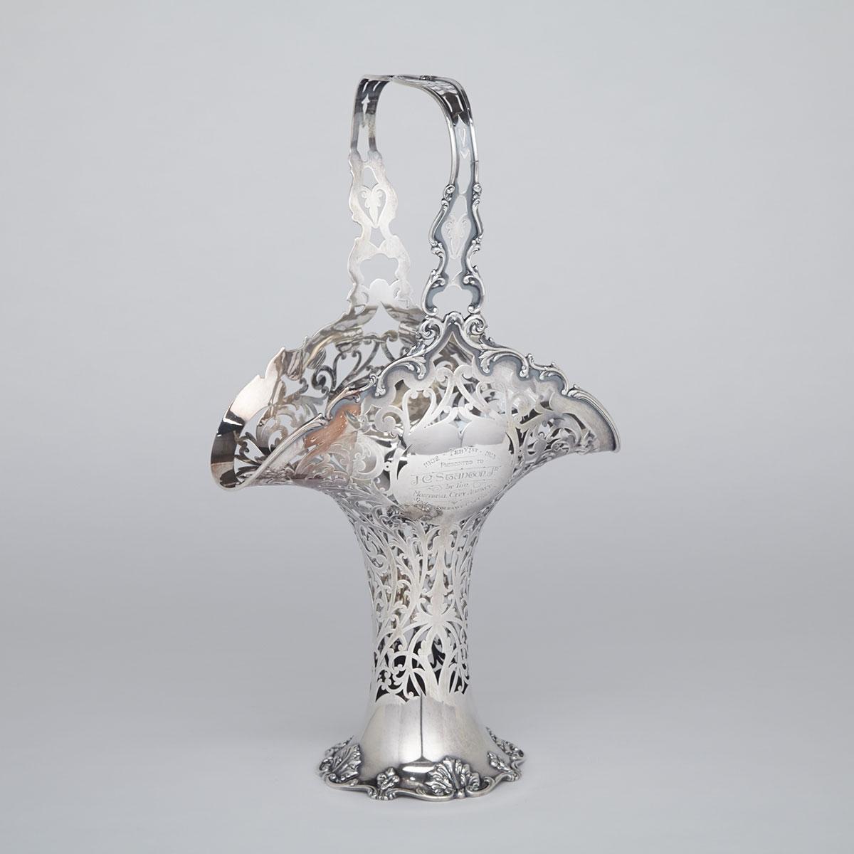 Canadian Silver Pierced Flower Basket, probably Montreal, c. 1913