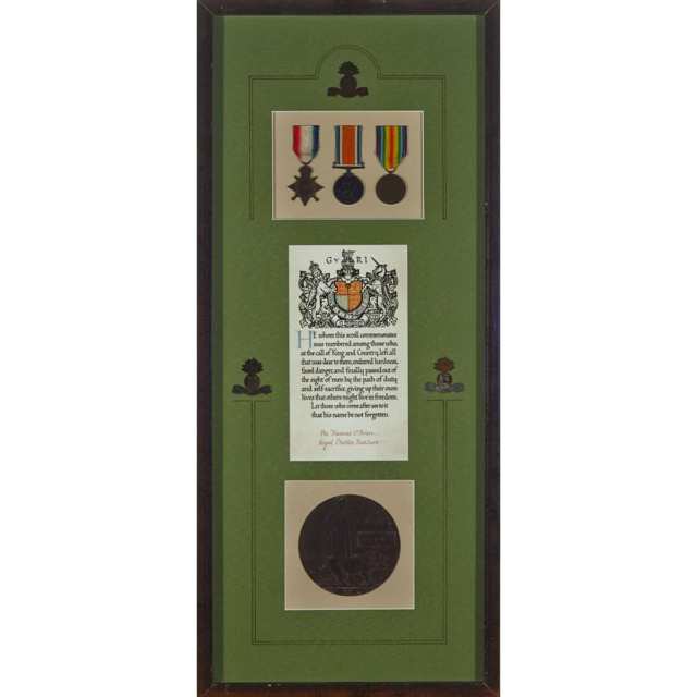 Two Framed Memorial Groups to Private Thomas O’Brien, 6th Royal Dublin Fusiliers, 1916