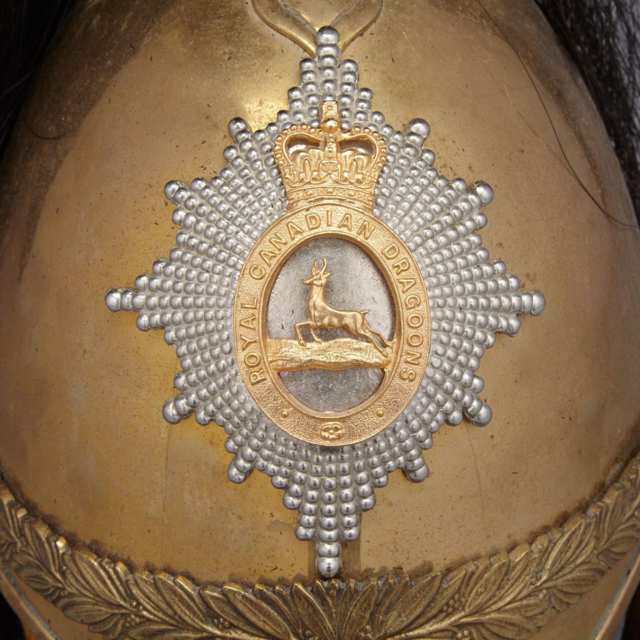 Royal Canadian Dragoons Cavalry Brass 1871 Pattern ‘Albert’ Helmet, mid 20th century