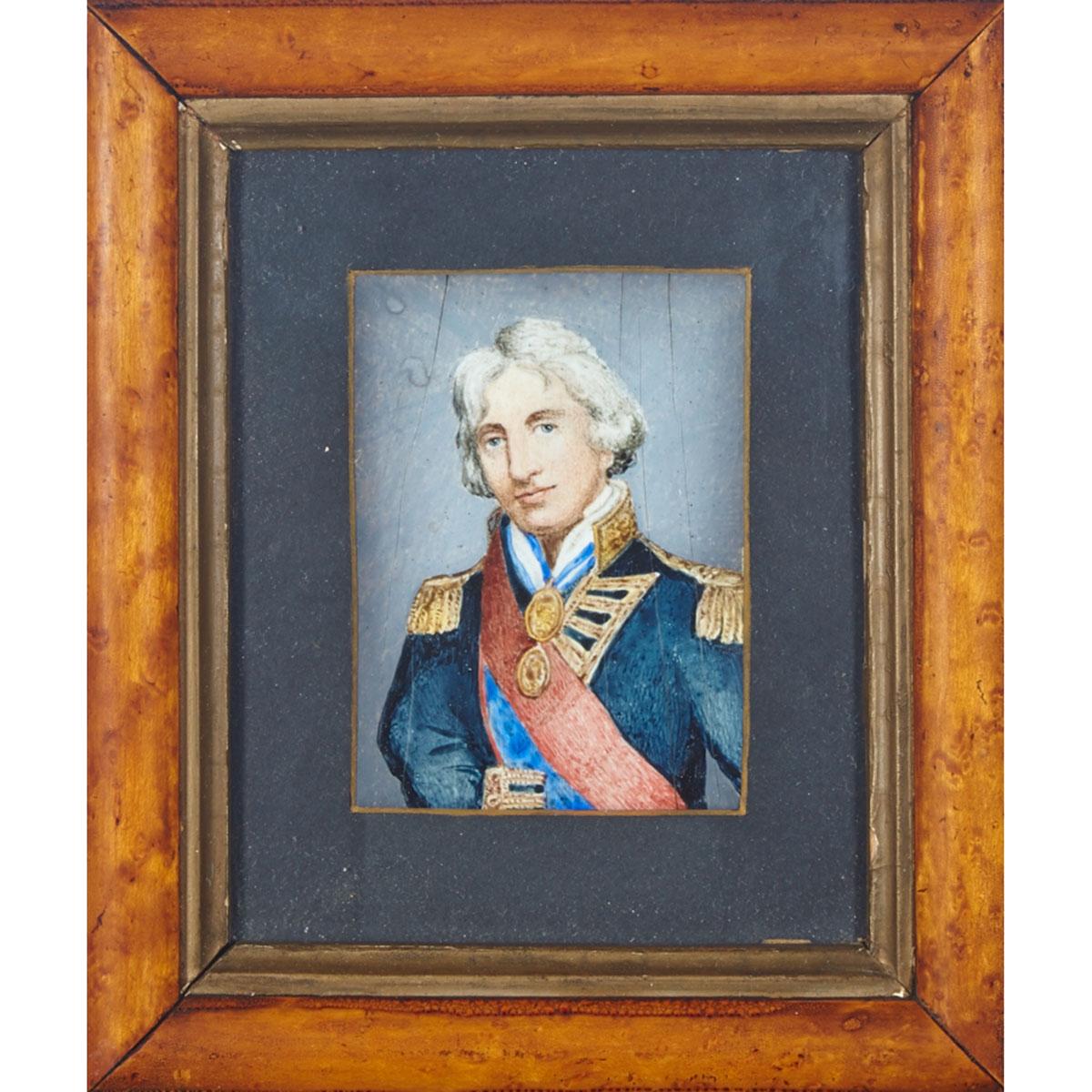 English Portrait Miniature of Admiral Lord Nelson, 1st half, 19th century
