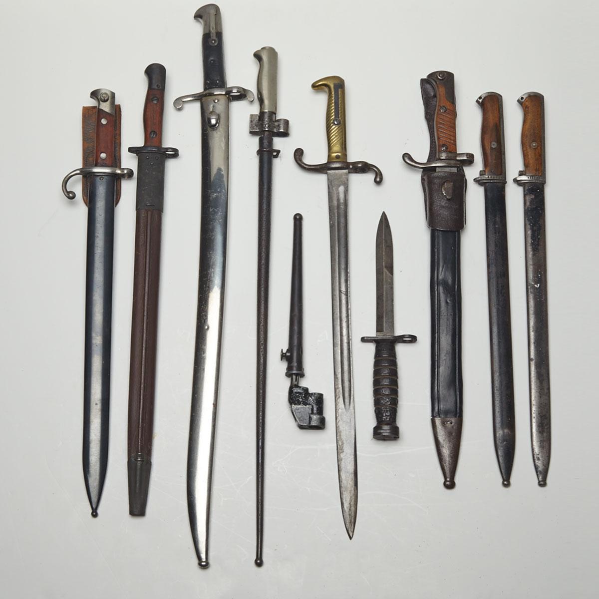 Miscellaneous Group of Ten Bayonets, early 20th century