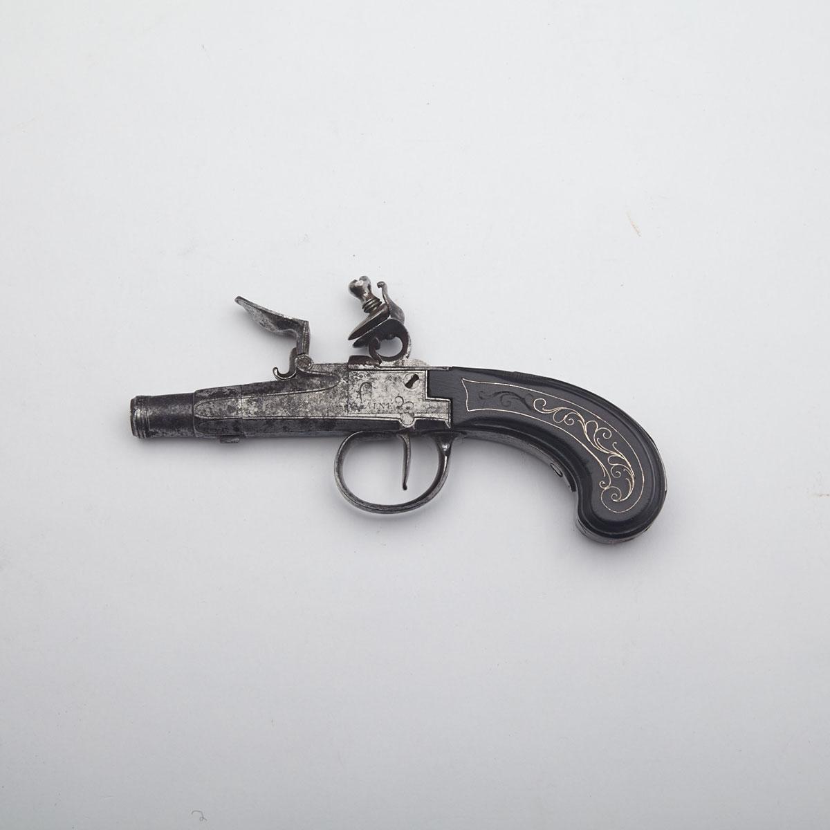 English Flintlock Pocket Pistol, late 18th century