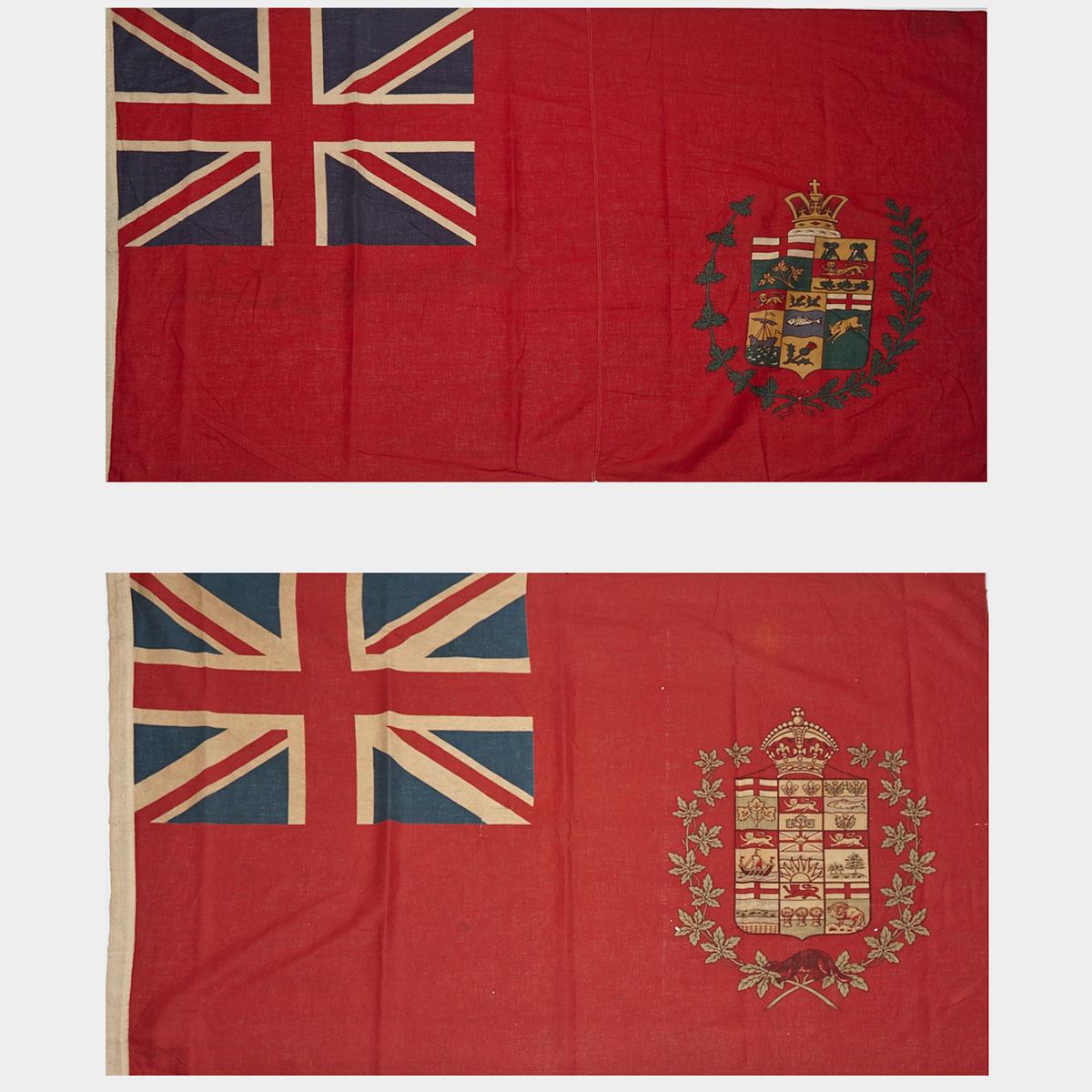 Two Linen Canadian Flags, circa 1870