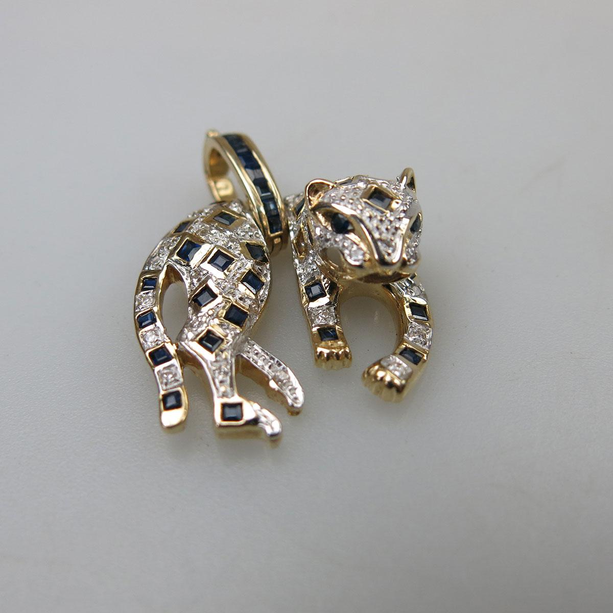 14k Yellow And White Gold Panther Pendant