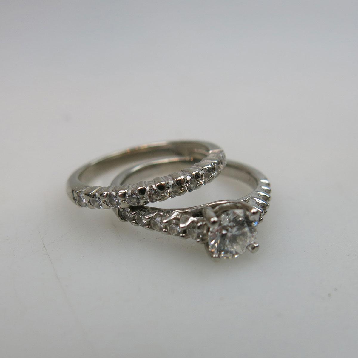 14k White Gold Weddng/Engagement Ring Suite