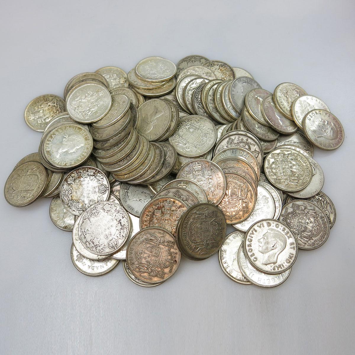 132 Canadian Silver Fifty Cent Coins