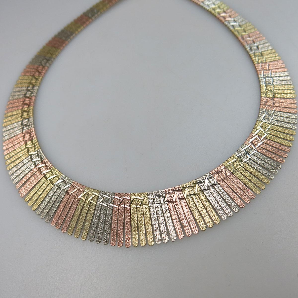 10k Three Colour Gold Fringe Necklace