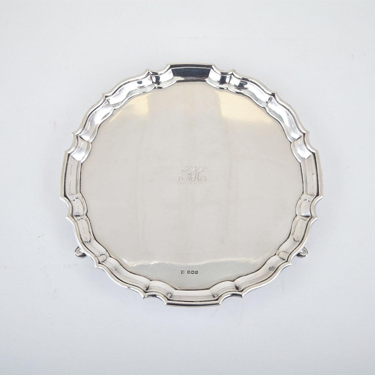 English Silver Circular Salver, Fenton Bros. Ltd., Sheffield, 1932