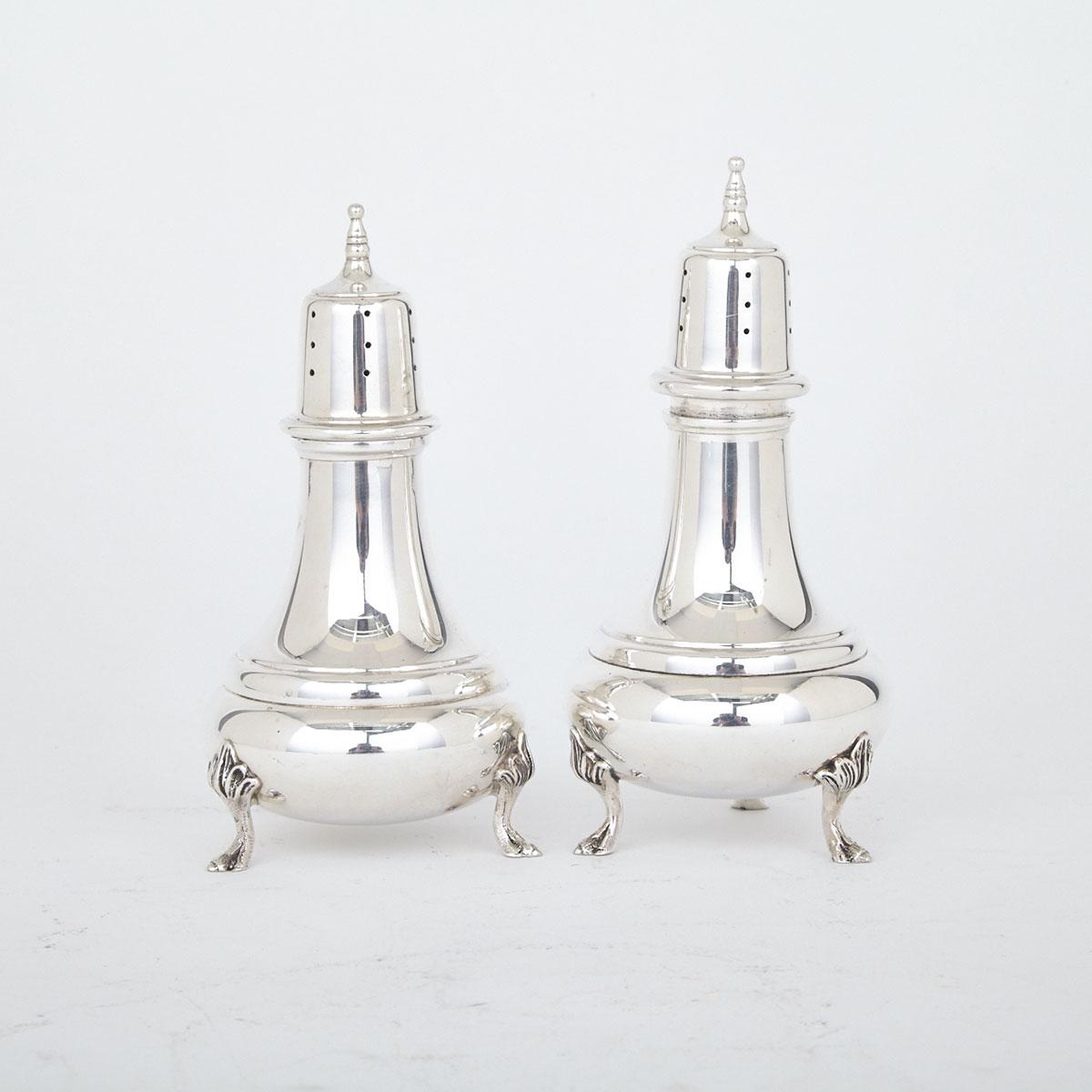 Pair of American Silver Pepper Casters, Durham Silver Co., New York, N.Y., mid-20th century