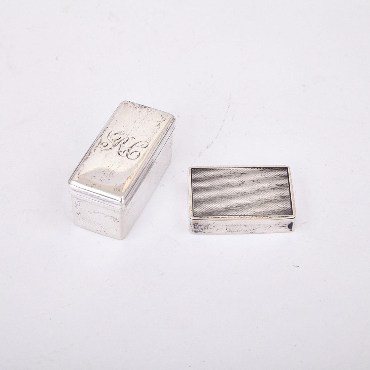 English Silver Rectangular Small Box, Asprey & Co., Birmingham, 1955 and Another, probably Continental, 19th century
