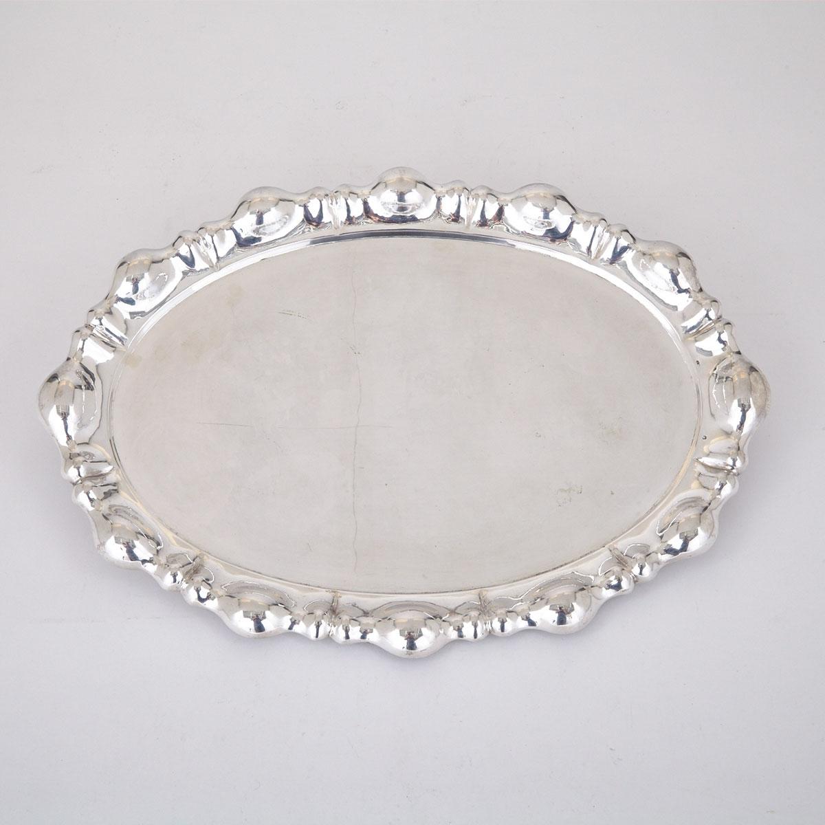 Austro-Hungarian Silver Oval Tray, Pest, early 20th Century