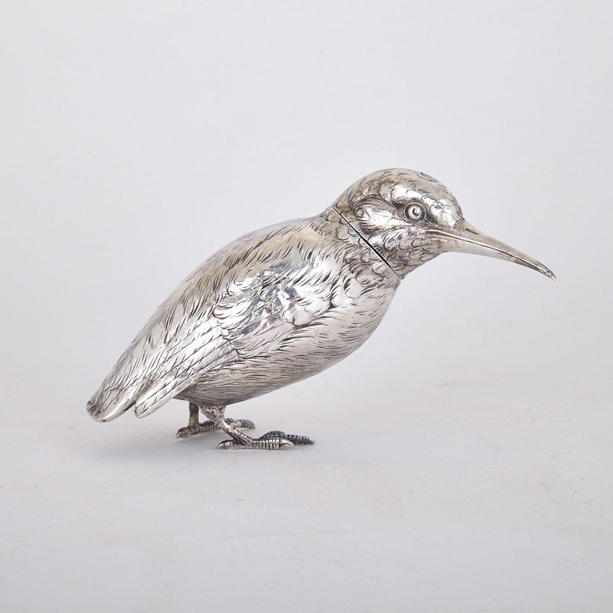 German Silver Bird-Form Caster, L. Neresheimer & Co., Hanau, early 20th Century