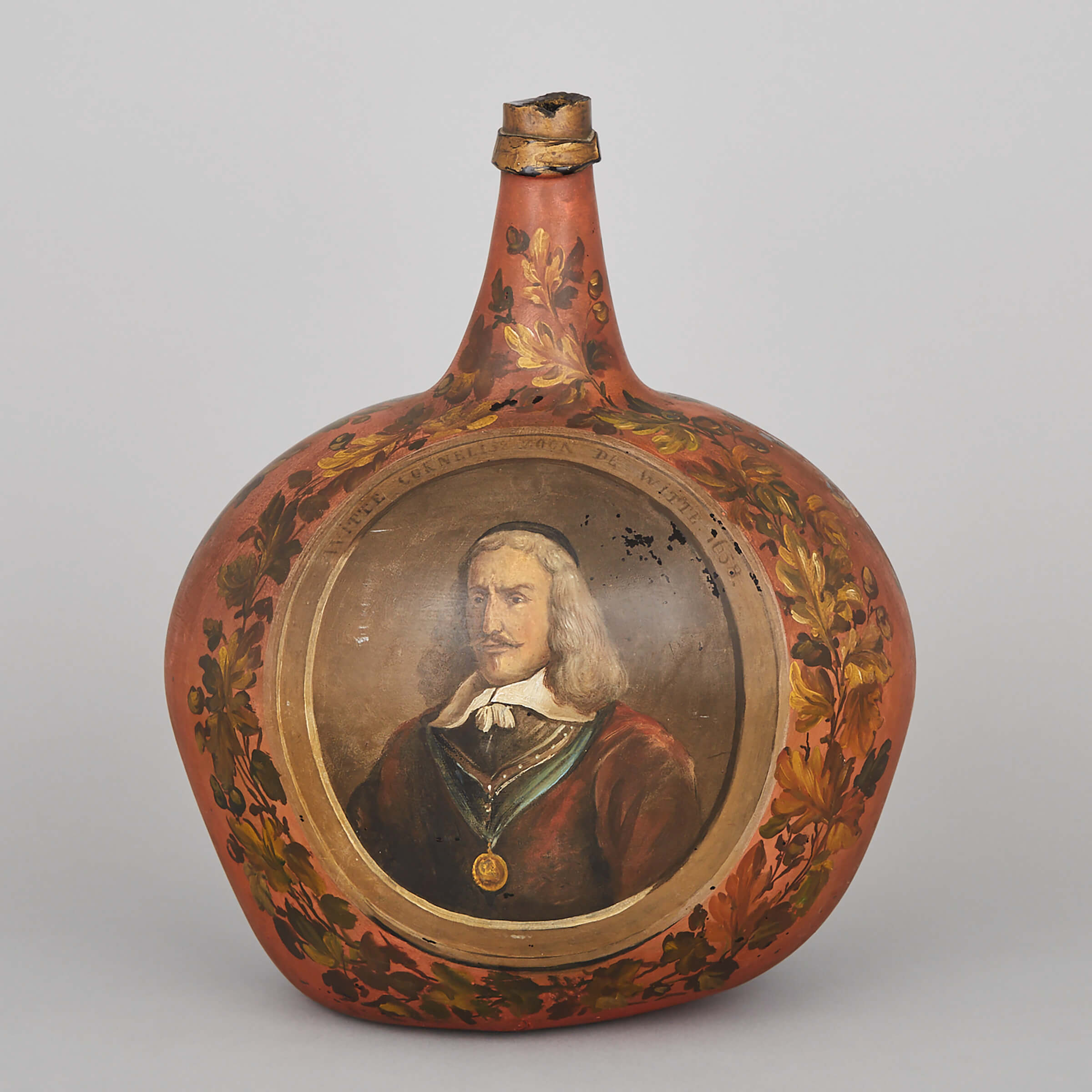 Dutch Painted Demijohn Bottle, 19th century