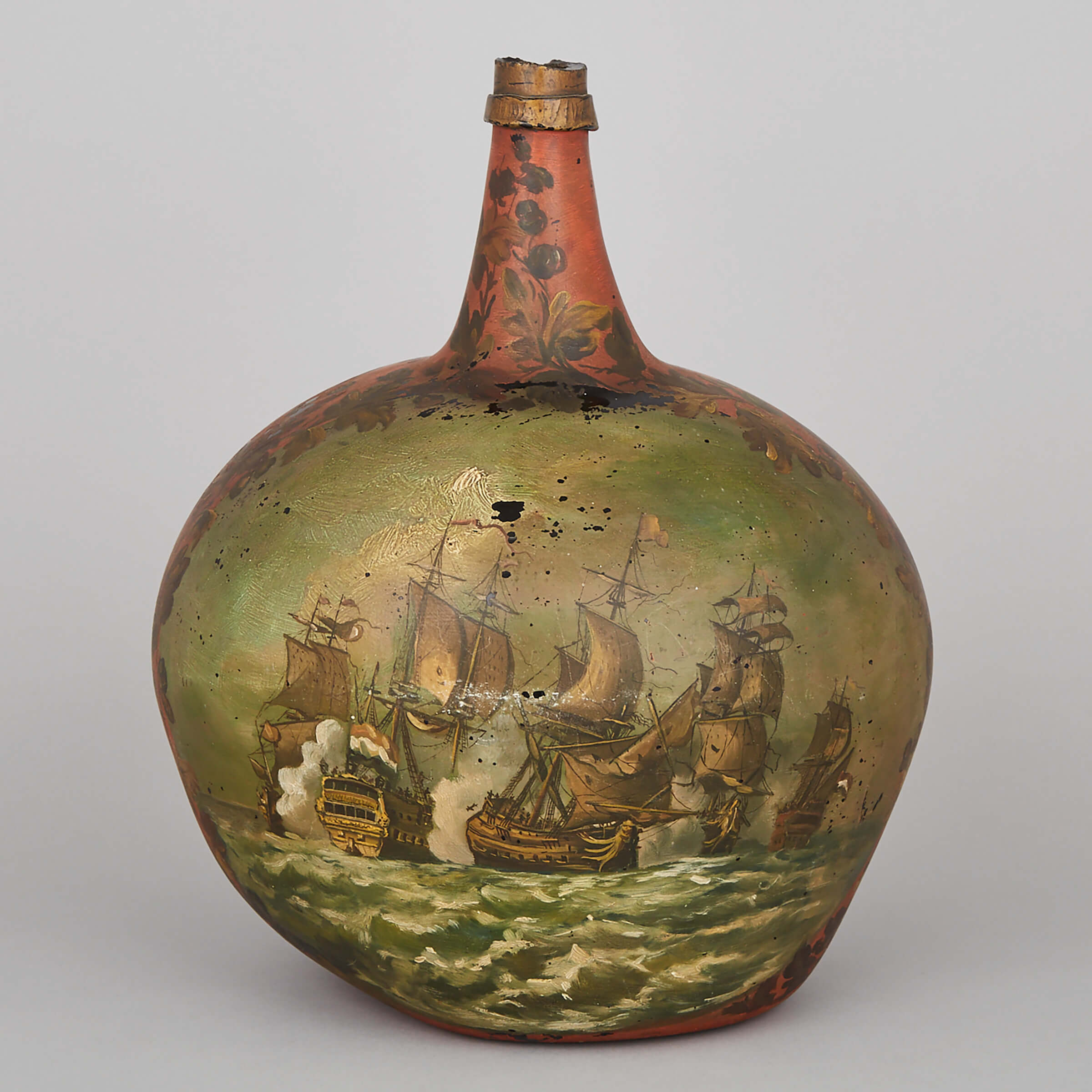 Dutch Painted Demijohn Bottle, 19th century