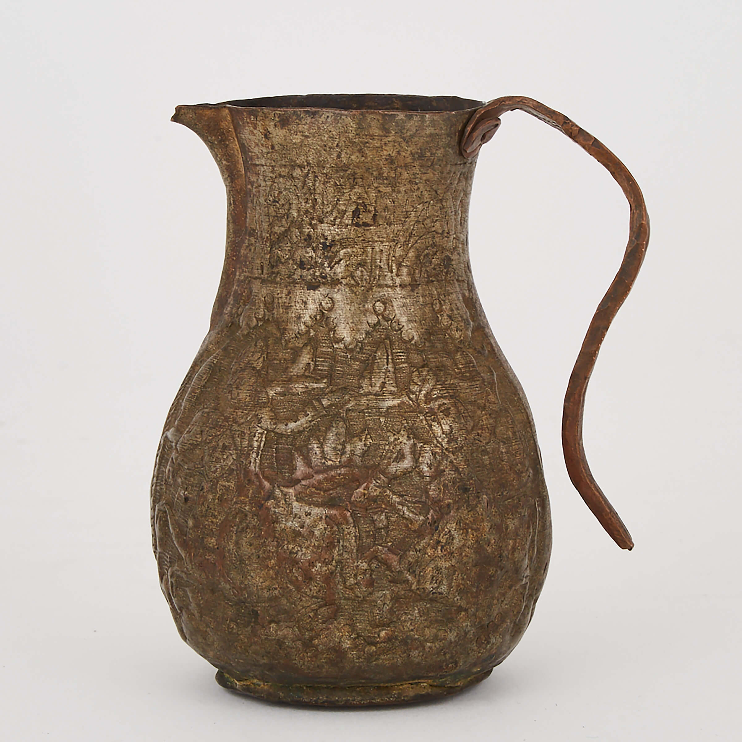 Small Persian Tinned Copper Pitcher, Qajar Dyanasty, 19th century