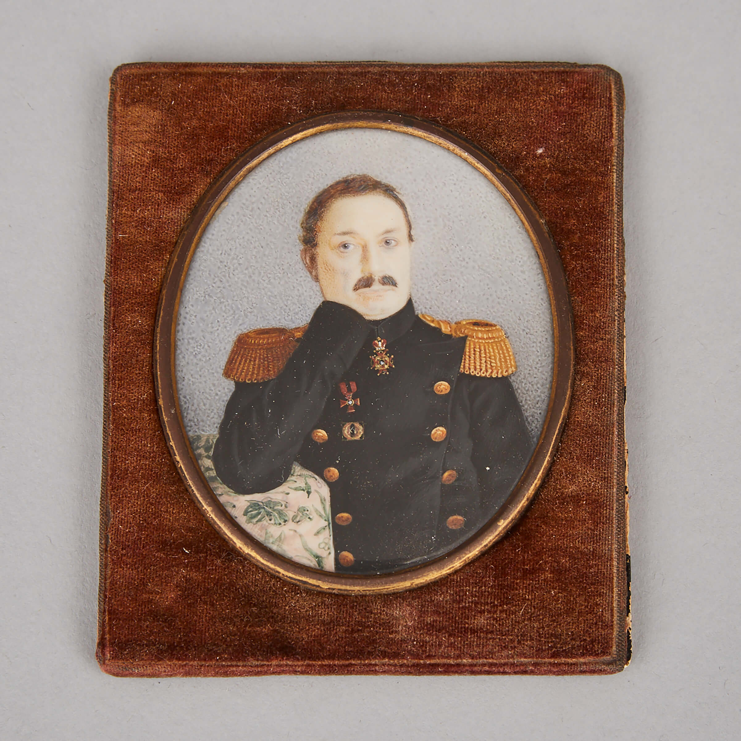 Continental School Portrait Miniature of an Officer, 1884