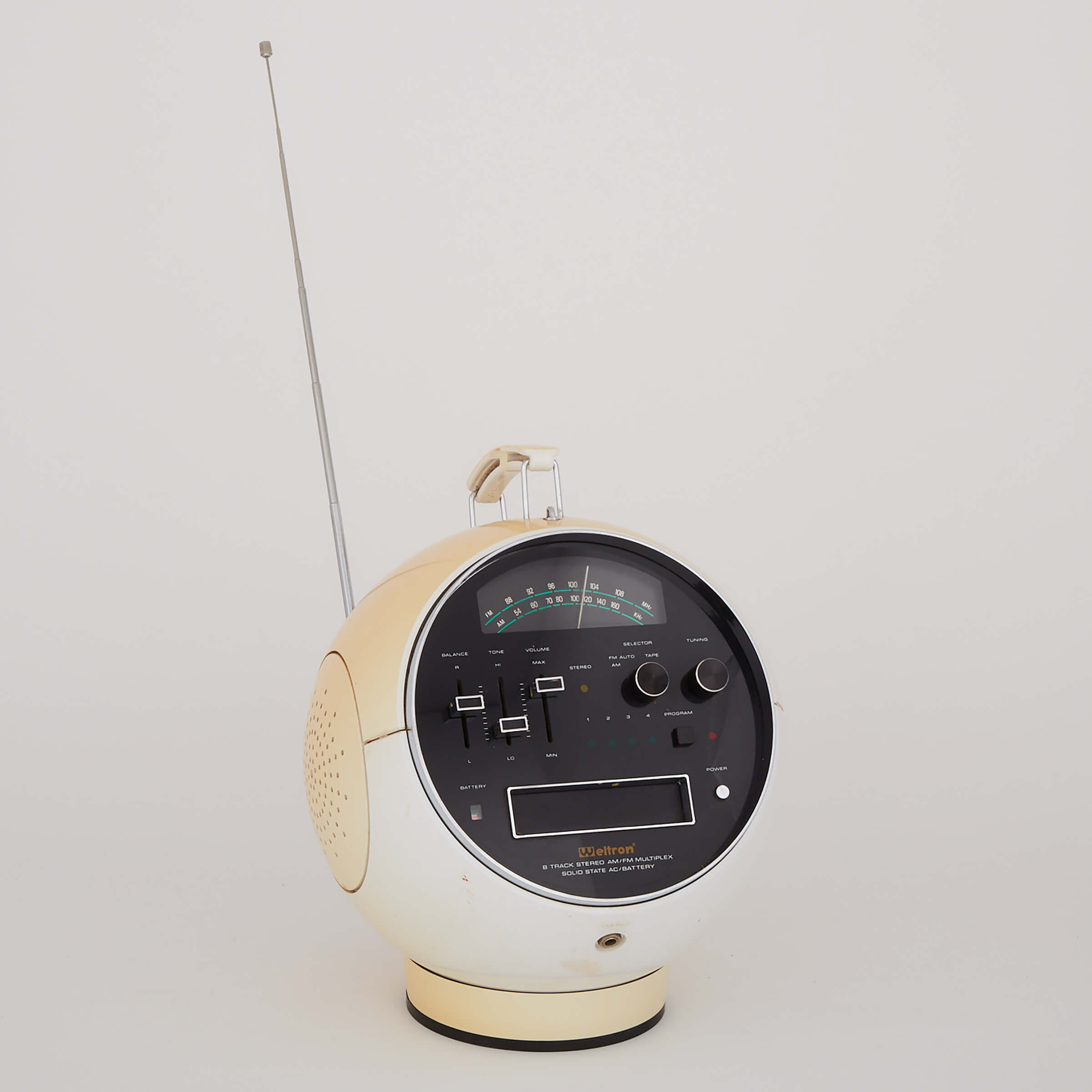 Weltron Prinz Sound SM8 ‘Space Ball’ AM/FM Radio and 8-Track Stereo Cassette Player, c.1970
