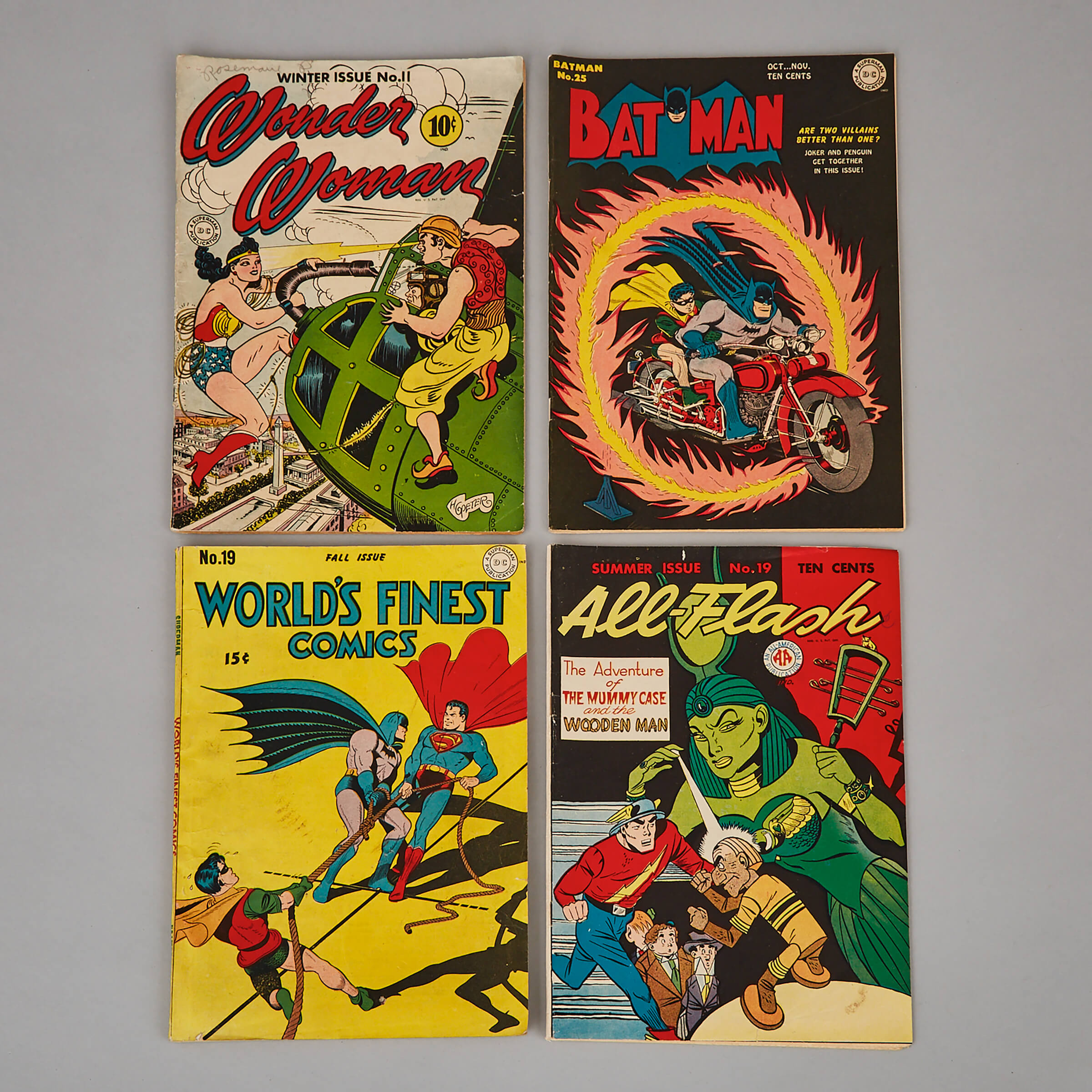 Four Superman DC Comic Books, 1943-1944