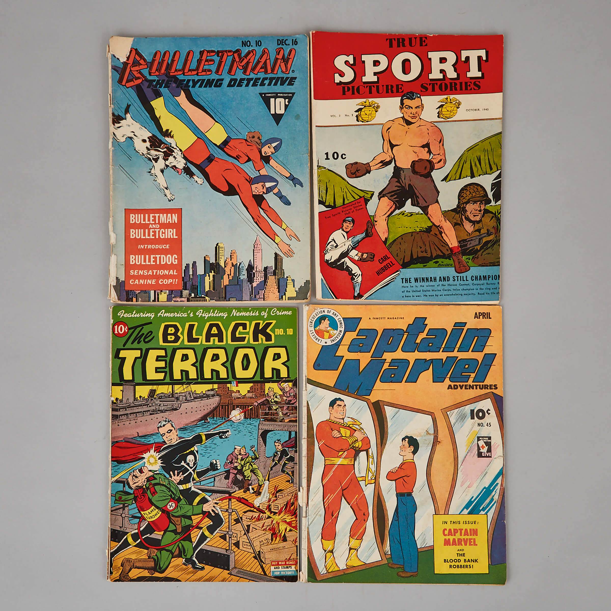 Four World War Two Era Comic Books, 1942-1945