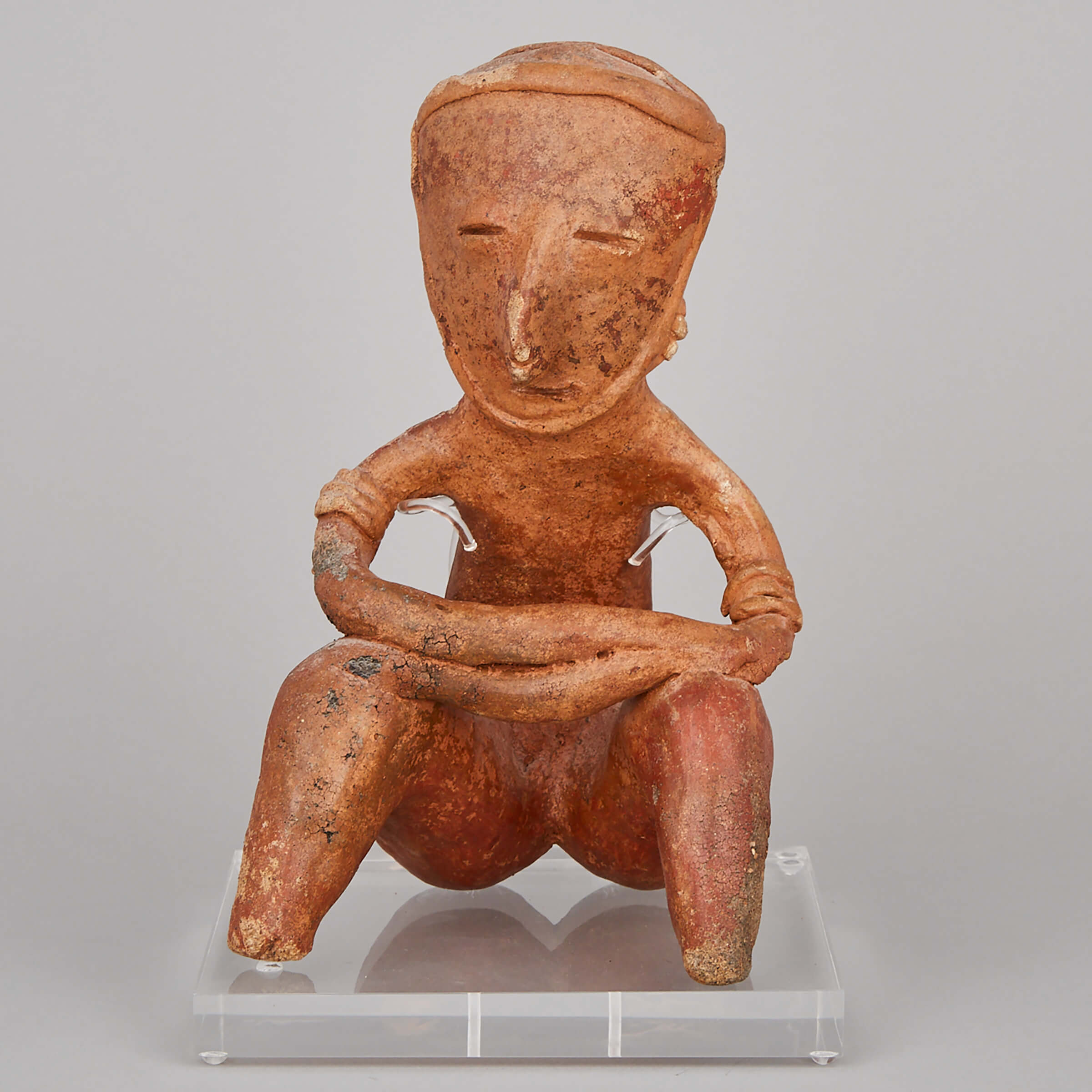 Nayarit Terracotta Seated Chinesco Figure, West Mexico, 150BC - 250AD 